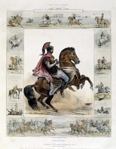 Jezdecký portrét Xenofónta - v „“Malebné historii starověkého a moderního jezdectví““ od Charlese Aubryho od French School