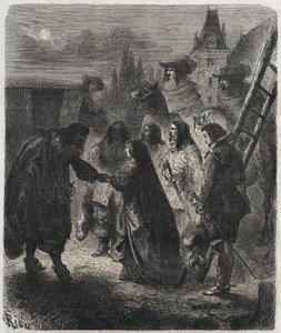 Útěk Marie de Medici (1573-1642) (Maria de Medici) z hradu Blois 22. února od French School