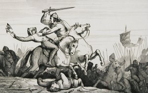 Eudes (860-98) v bitvě proti Normanům, z „Histoire de France“ od Colarta, vydáno kolem roku 1840 od French School