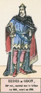 Eudes nebo Odo, 30. král, nastoupil na trůn v roce 888, zemřel v roce 898 (barevná rytina) od French School