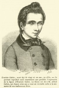 Evariste Galois, zemřel ve věku jednadvaceti let, v roce 1832 (rytina) od French School