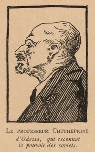 Jevgenij Ščepkin, ruský profesor, který uznal sovětskou moc v Oděse (litografie) od French School
