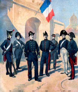 Evoluce uniformy žáků Ecole Polytechnique de Paris a jejich bicorne v letech 1796 až 1894 od French School