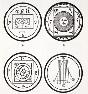 Příklady starověkých talismanů od French School
