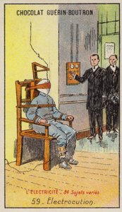 Poprava elektrickým proudem (chromolitho) od French School
