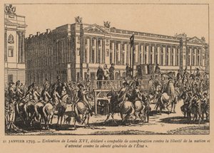 Poprava francouzského krále Ludvíka XVI., Paříž, Francouzská revoluce, 21. ledna 1793 (rytina) od French School