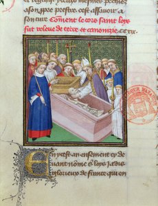 Exhumace a svatořečení sv. Ludvíka (1215-70) v roce 1297, z Les Grandes Chroniques de France od French School