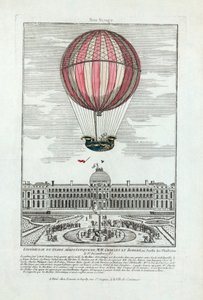 Zkušenosti s aerostatickým glóbem MM. Karla a Roberta v Jardin des Thuileries 1. prosince 1783, hospoda. 1783 (ručně kolorovaná rytina) od French School