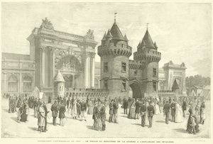 Všeobecná výstava z roku 1889, Palác ministerstva války na Esplanade des Invalides (rytina) od French School
