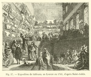 Výstava obrazů v Louvru v roce 1763, po Saint-Aubin od French School
