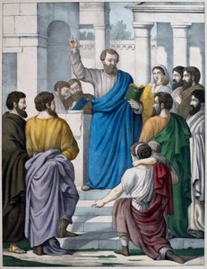 Ezra čte knihu Mojžíšova zákona, ilustrace z katechismu LHistoire Sainte, vydal Charles Delagrave, Paříž, konec 19. století od French School