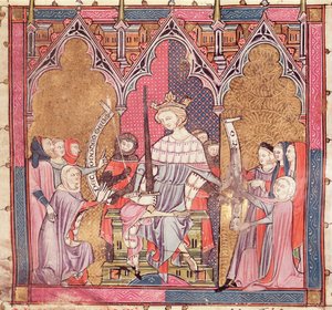 F.3r Král vykonávající spravedlnost, od Justinianiho ve Fortiatu od French School