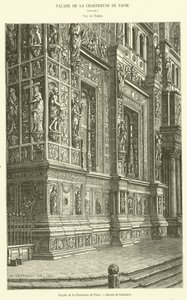 Fasáda Charterhouse of Pavia (rytina) od French School