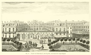 Fasáda Palais-Royal, strana zahrady, za Ludvíka XV., po Rigaudovi od French School