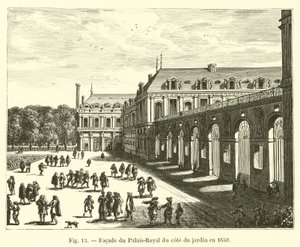 Fasáda Palais-Royal na straně zahrady v roce 1650 od French School