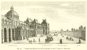 Průčelí zámku na straně zahrady v roce 1650, po I. Sylvestre od French School