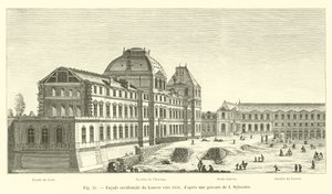 Západní průčelí Louvru kolem roku 1650, podle rytiny I Sylvestre od French School