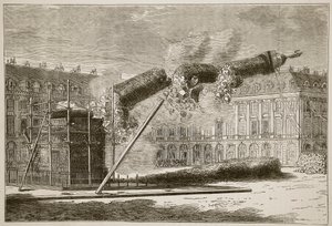 Fall of the Vendome Column, duben 1871, ilustrace z Cassells Historie války mezi Francií a Německem, 1870-1871 od French School