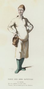Farce Des Deux Savetiers (barevná rytina) od French School
