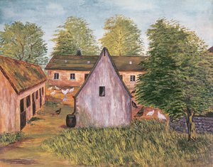 Farma a hospodářský dvůr ve Francii, konec 19. století (wc na papíře0
