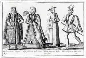 Móda v době Tudorovců (rytina) od French School