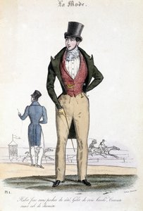 Mužská móda v roce 1829 - v časopise "Les Modes" od French School