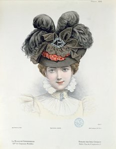Módní talíř z La Modiste Universelle, únor 1898 od French School