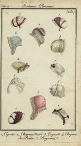 Módní klobouky z roku 1800 (ručně kolorovaná mědirytina) od French School