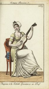 Módní žena hrající na kytaru od French School
