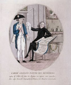 Otec Grimaud truchlí nad svými zisky, karikatura revoluce z konce 18. století od French School