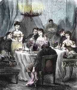 Hostiny organizované jezuity, přijímajícími návštěvu mladých žen, v opatství Saint-Acheul a Amiens v rámci restaurování od French School
