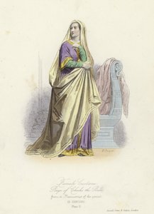 Ženský kostým z doby vlády Karla Plešatého, krále Západních Franků od French School