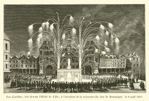 Ohňostroj odpálený před radnicí u příležitosti narození burgundského vévody, 8. srpna 1682 od French School