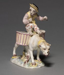 Figurka opice na psovi, výrobce Mennecy-Villeroy Factory, Francie, kolem 1760 od French School