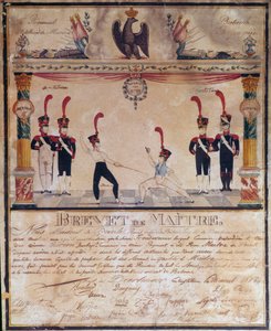 První impérium: Certifikát Master of Arms v roce 1813. Diplom šermu, Paříž, Musee de l