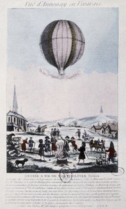 První let do Annonay bratří Montgolfiers v roce 1783 od French School