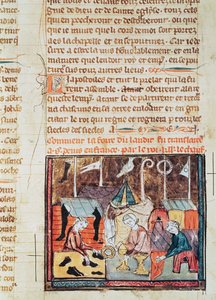 Fol.122v Kupci na jarmarku v Lenditu u Saint Denis, z Grandes Chroniques de France, 1375-79 od French School