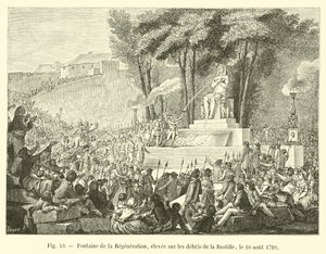 Fontána regenerace, postavená na troskách Bastily, 10. srpna 1792 od French School