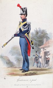Foot Gendarme, vyryto Villainem, kolem roku 1830 od French School