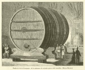 Víno Foudre of Champagne, o kapacitě sedmdesát pět tisíc lahví, Maison Mercier (rytina) od French School