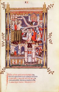 Fr 2091 fol.111 St. Denis kázání Pařížanům, kteří lámou své pohanské modly, z Vie de St. Denis, 1317 od French School