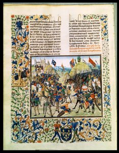 Fr 2643 f.165v Bitva u Crecy ze stoleté války, z Froissarts Chronicle, 24. srpna 1346 od French School