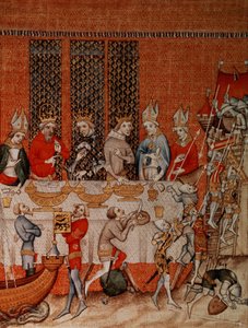 Fr 2813 f.473 Banketová scéna, z Grandes Chroniques de France, 1375-79 od French School