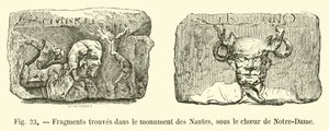 Fragmenty nalezené v pomníku Nautes pod chórem Notre-Dame od French School