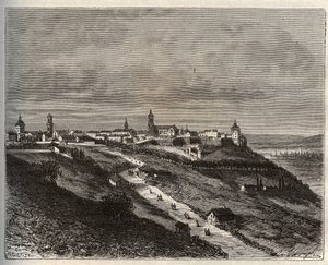 Francie, Champagne-Ardenne, Haute-Marne (52), Langres - rytina v „La France illustrée: geografie, historie, statistická správa“ od V.-A. Sladově hnědá. 1884 od French School