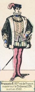 Francois 2, 60. král Francie, nastoupil na trůn v roce 1559, zemřel v roce 1560 (barevná rytina) od French School
