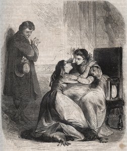 Francoise de Montmorency-Fosseux (Montmorency Fosseux) (1566-1641) žádá o odpuštění královnu Marguerite de Valois (1553-1615), známou jako královna Margot. Je milenkou krále Jindřicha IV. (1553-1610) a s obavami rodí jejich dítě. od French School