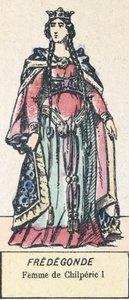 Fredegonde, Femme de Chilperic I (barevná rytina) od French School