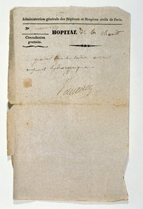 Bezplatný předpis z Hopital de la Charite, Paříž, 7. března 1837 od French School