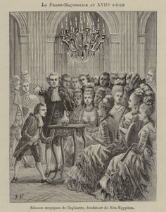 Svobodné zednářství v 18. století: magická seance vedená Aleesandrem Cagliostrem, zakladatelem egyptského ritu (rytina) od French School